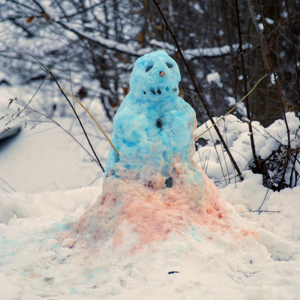 Colorful snowman print framed
